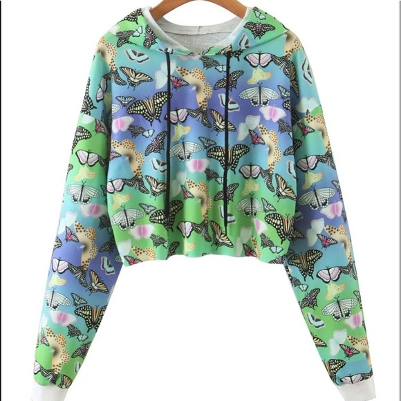Tops - NEW! Butterfly Crop Hoodie